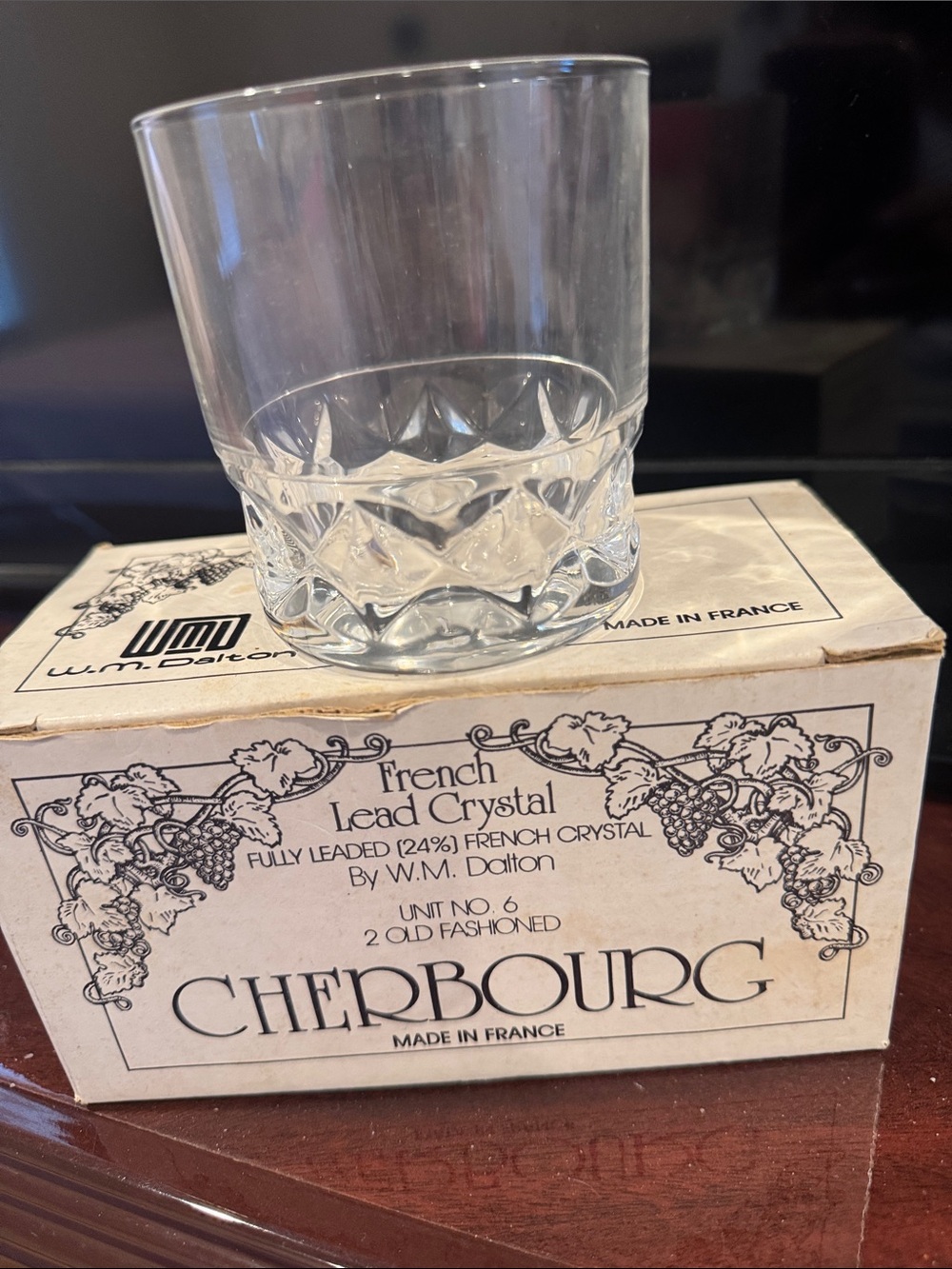 Set of 6 Cherbourg French Lead Crystal Old-Fashioned Glass - set of 6
